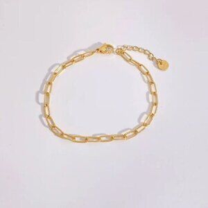 Waterproof Paperclip Chain Bracelet Gold Stainless Steel Dainty Stackable Jewelr